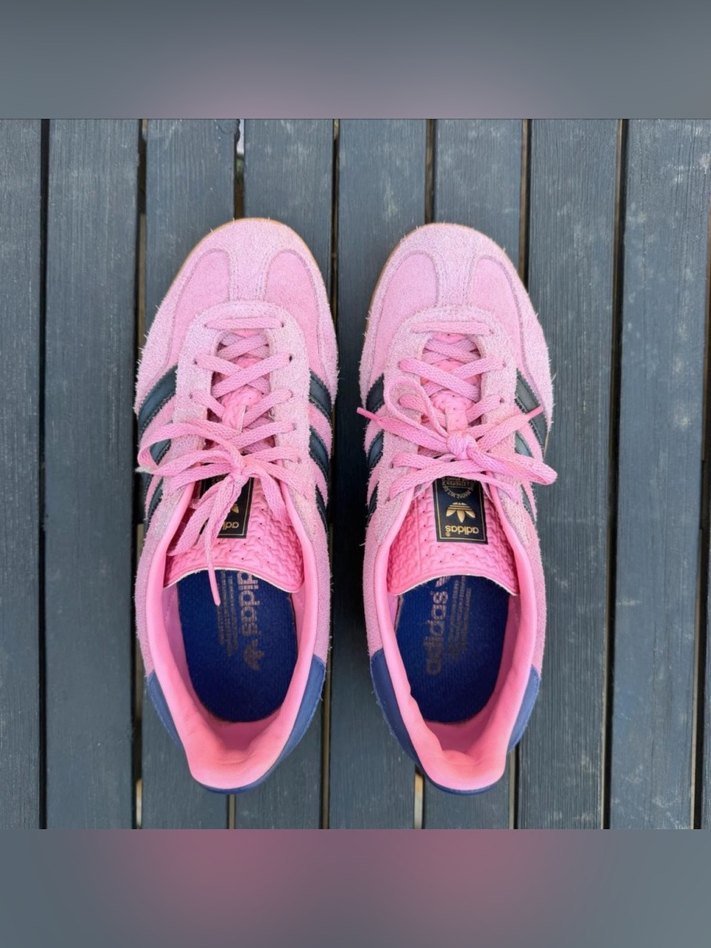 adidas Pink Suede Sneakers with Navy Accents